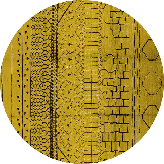 Ahgly Company Indoor Round Solid Yellow Modern Area Rugs, 6' Round