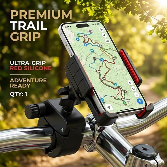 Motorcycle Phone Mount Holder for IOS Phone 17 Pro Max/17e Anti Vibration Mountain Bike Handlebar Cellphone Mount 360° Rotating Bicycle Cellphone Holder for Golf Cart Motorcycle