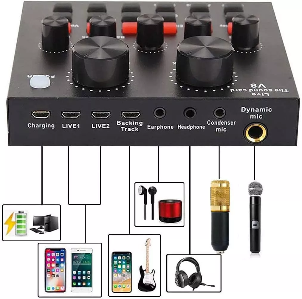 Professional Studio Recording Bundle with BM-800 Mic & Live Sound Card - Gold