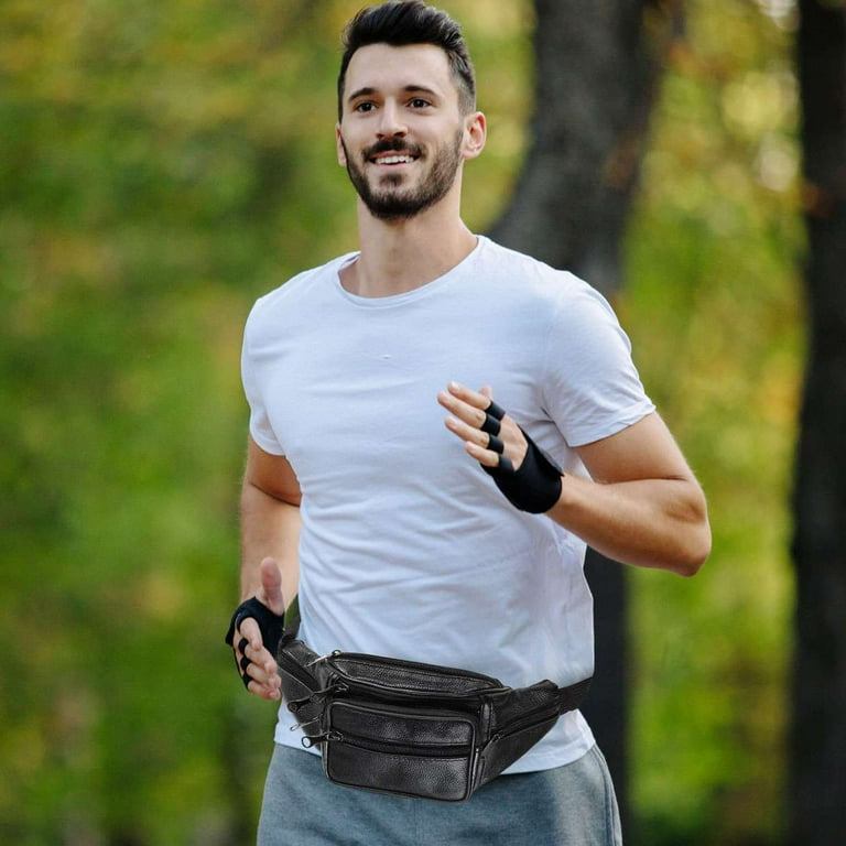 Spencer Large Fanny Pack for Women Men with 6 Pockets Black Waist Pack Crossbody Belt Bag Bum Bag Phone Bag for Sports Workout Traveling Running Walmart