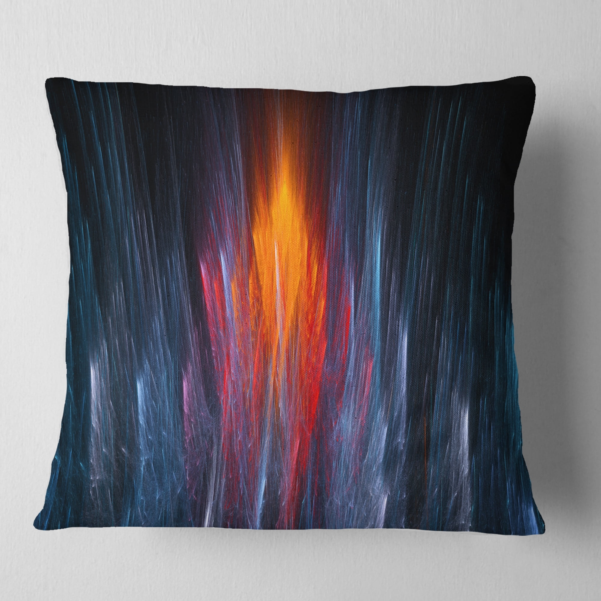 Designart Fractal Fire in Light Blue - Contemporary Throw Pillow - 16x16