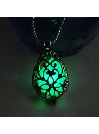Wholesale Alloy Heart Cage Pendant Necklace with Synthetic Luminaries Stone  