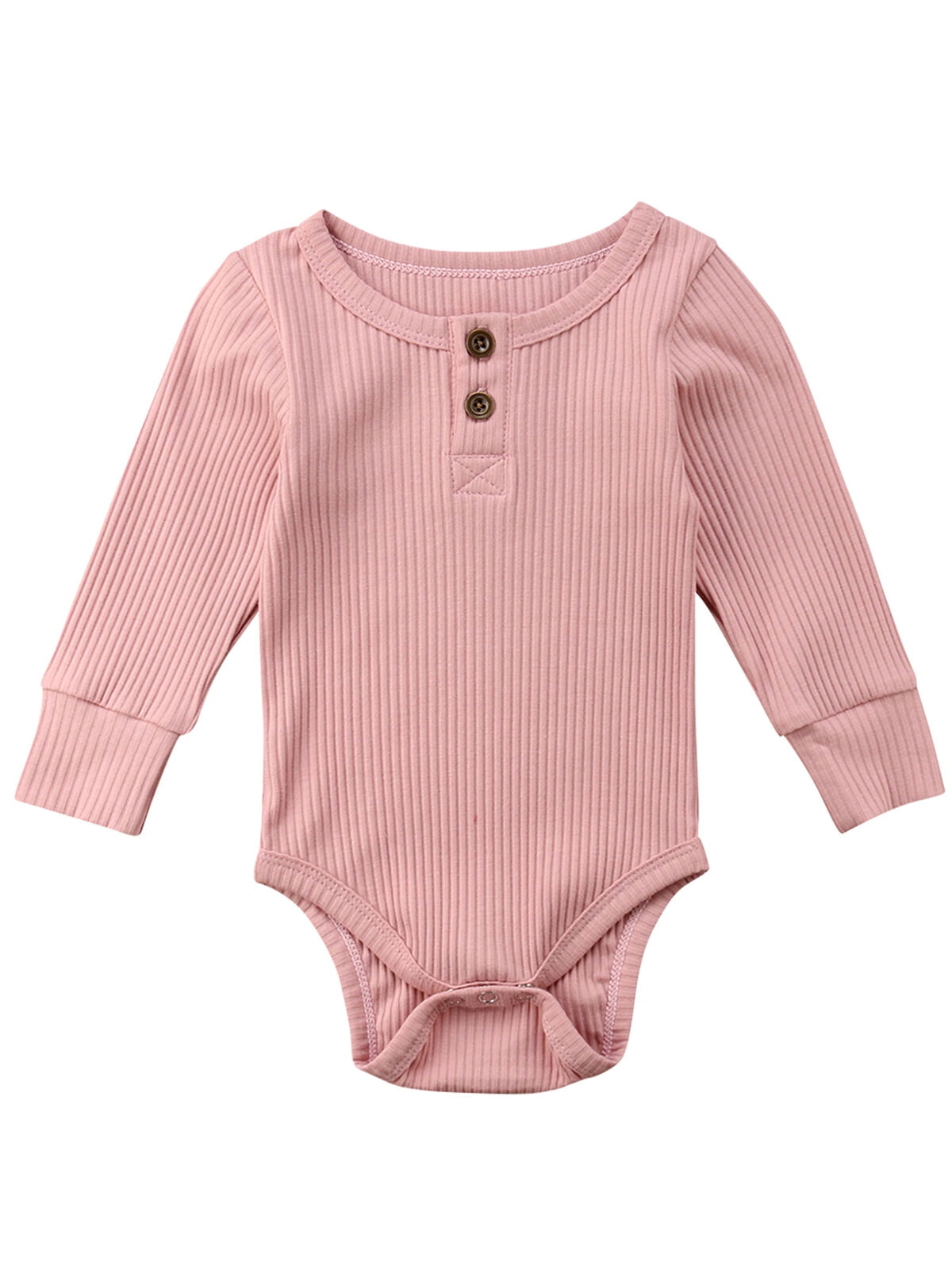 Newborn Unisex Baby Solid Onesies Basic Plain Rib Stitch Bodysuit
