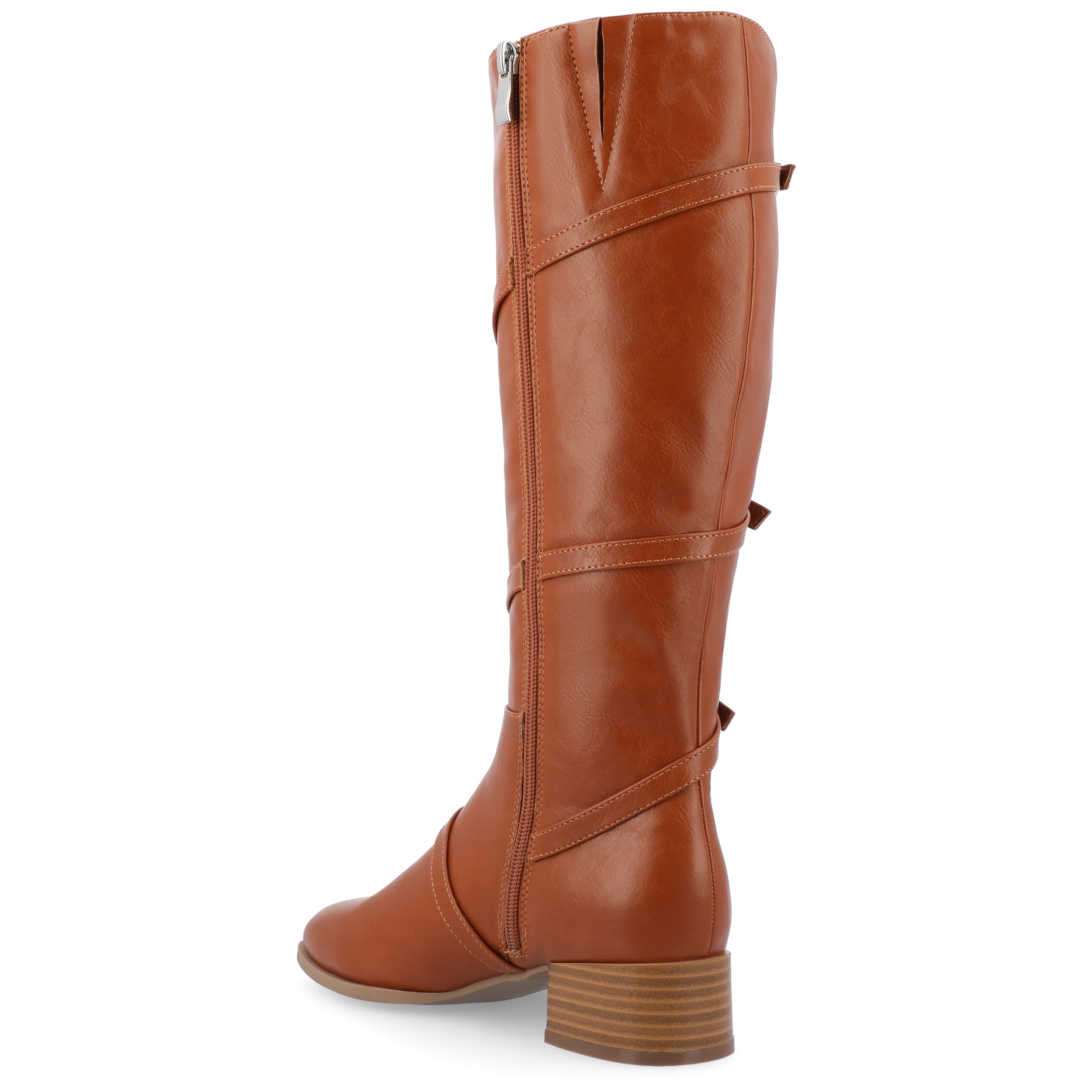 Journee Womens Elettra Stacked Block Heel Round Toe Boots