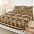 thumbnail image 4 of Erosebridal Geometric Aztec Full Size Sheets, Brown Bed Sheets, 4pcs 1 Flat Sheet, 1 Fitted Sheet and 2 Pillowcases, 4 of 5