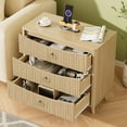 thumbnail image 3 of Fluted Nightstand with Charging Station, 3 Drawers Night Stand 31.5" Wide Wood Modern Bedside Table Large Storage, Curved Edges End Table with USB TypeC for Bedroom Entryway, Natural 1 PC, 3 of 8