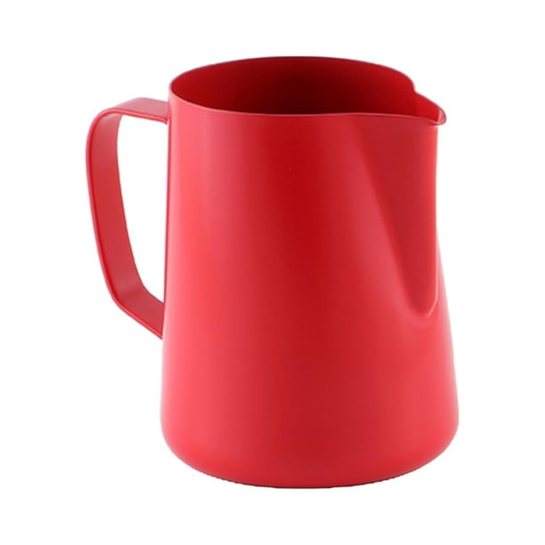 Jarra para espumar leche de 400 ml, de acero inoxidable 304, para decorar café con leche. rojo