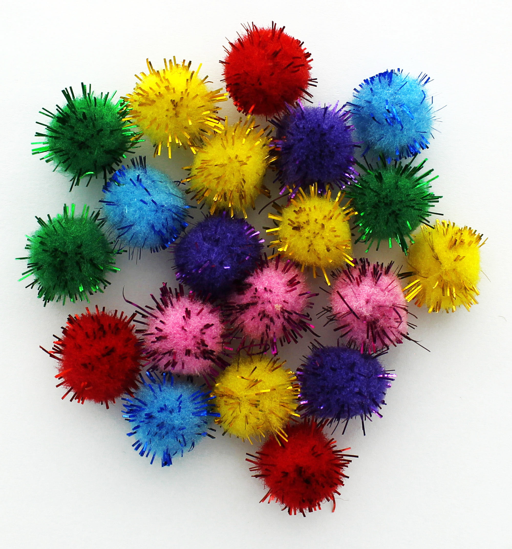 Essentials by Leisure Arts Pom Poms - Glitter Multi-colored - 1/2 - 20  piece pom poms arts and crafts - colored pompoms for crafts - craft pom  poms - puff balls for crafts 