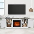 thumbnail image 3 of IHOMEadore Rustic Electric Fireplace TV Stand up for 65-Inch TVs with Adjustable Shelves and Farmhouse Charm, 3 of 12