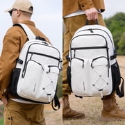 Travel Backpack for Men and Women, Water Resistant College Bookbag, Lightweight School Carry On Back Pack,white