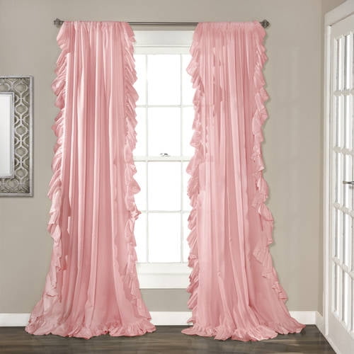 Lush Decor Reyna Shabby Chic Modern, Light Pink Ruffle Curtains