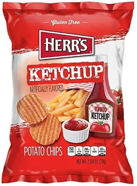 Herr`s Ketchup Potato Chips 1 oz Pack of 24 (Curated by RJ Snacks)