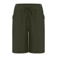 thumbnail image 4 of vigerkar Wide Leg Linen Shorts for Women Elastic Drawstring High Waisted Bermuda Shorts Casual Loose Summer Soft Lounge Short Green, XXL, 4 of 6