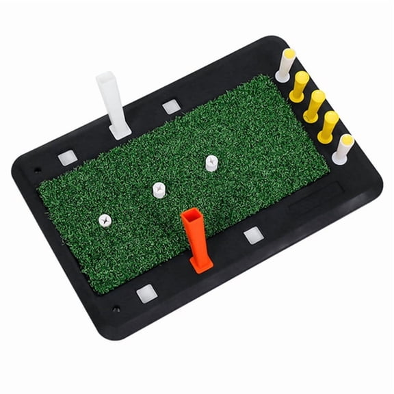 Golf Hitting Mat Home Office Outdoor Mini Training Practice Rubber Pad Equipment for Swing Chipping Putting,1 * Golf Hitting Mat kit,Black & Green