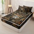 thumbnail image 2 of Erosebridal Forest Stag Pattern Zipper Twin Comforter Sets with Fitted Sheet and 2 Pillowcases,Dry Leaf Print Zipper Bedding Set,Brown Green Khaki,Black Reversible, 2 of 6