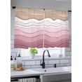 thumbnail image 5 of Sheer Curtains 54 Inch Length 2 Panels Set for Kitchen, Pink Ombre Stripe Semi Sheer Curtains for Windows, Abstract Summer Beach Coastal Voile Window Treatments Rod Pocket Curtain, 5 of 7