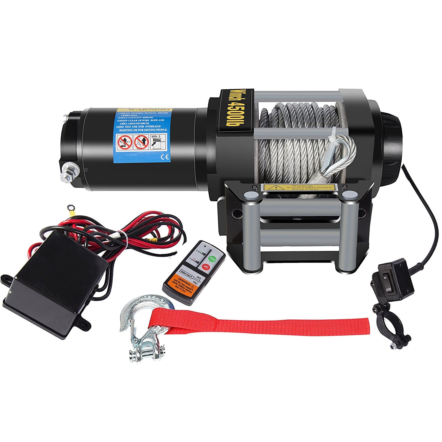 X-BULL 4500LBS 2041KG Load Capacity Synthetic Wire Rope 12V ATV Electric Winch Wireless Remote Typs H