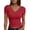 Red, variant on Women Fashion SSolid V Neck Short Sleeve Slim T Shirt Top Polyester Spandex T Shirts Women Casual Short Sleeve Tops for Women Swim Tops Compression Shirt Women Long