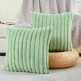 thumbnail image 1 of SURJDE Sage Green Striped Decorative Throw Pillow Covers 22x22 Inch Set of 2,Square Fall Decorations Couch Pillow Case,Soft Cozy Faux Rabbit & Velvet Back,Modern Home Decor for Bed, 1 of 6