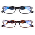 thumbnail image 3 of EYE ZOOM 2 Pack Rectangular Plastic Blue Light Blocking Reading Glasses, Black and Tortoise +1.75, 3 of 6