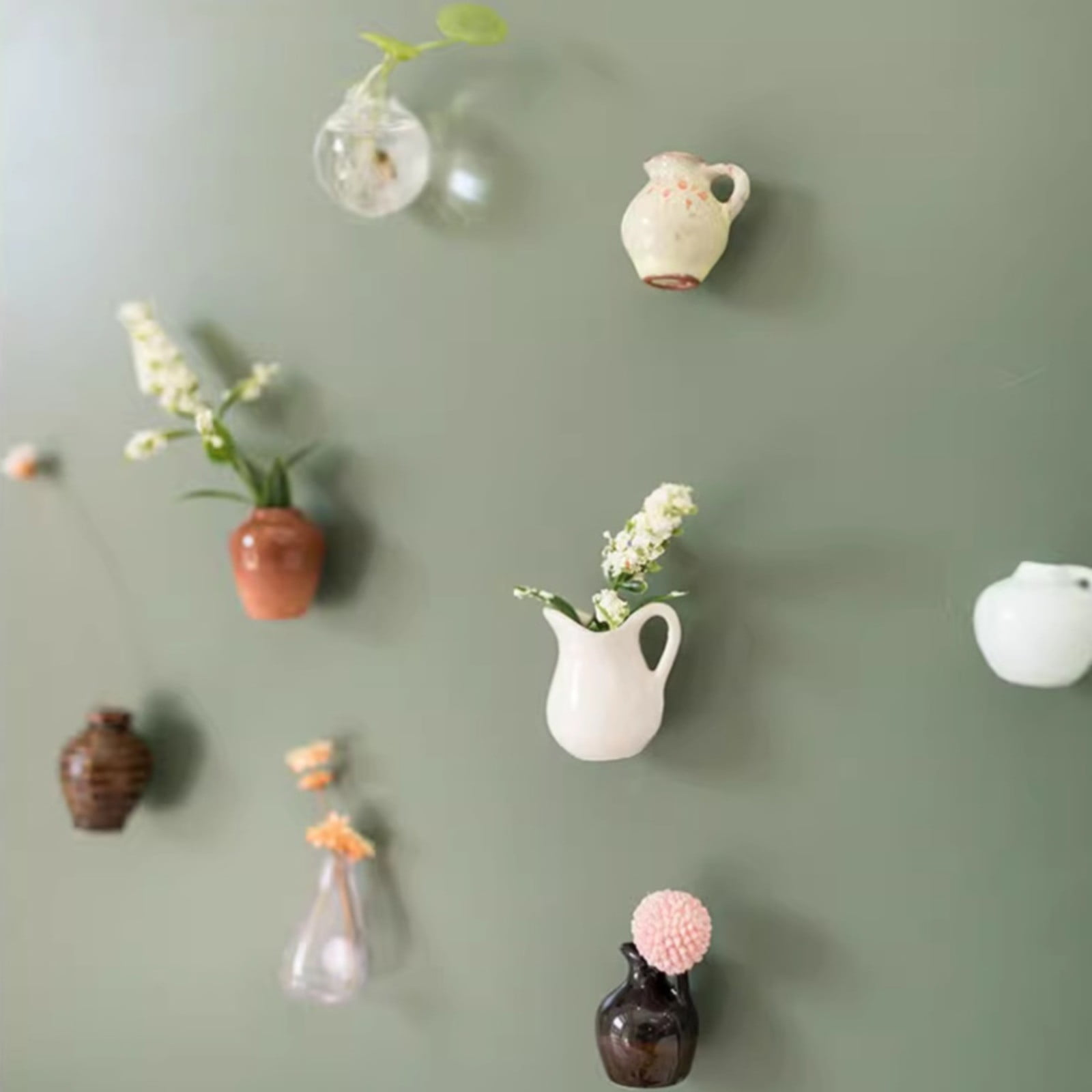 Stickers,Vase Magnets Ceramic Vase Refrigerator Magnets 3D Ceramic Flower Vase Cute Plant Vase Fridge Magnets Kitchen Decoration
