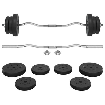 WSSYzyzf Olympic Barbell Set Weight Lifting Equipment Adjustable Curl Bar with Plates for Home Fitness