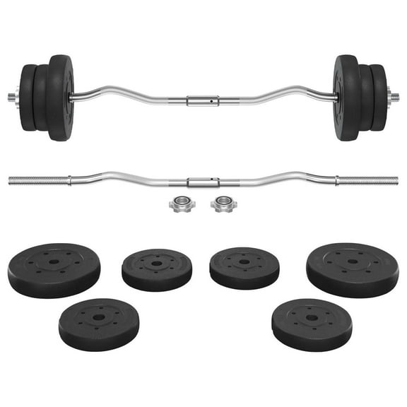 WSSYzyzf Olympic Barbell Set Weight Lifting Equipment Adjustable Curl Bar with Plates for Home Fitness