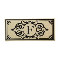 Evergreen Cambridge Monogram Burlap Sassafras Indoor Outdoor Switch Doormat Letter F 1'10"x10" Brown