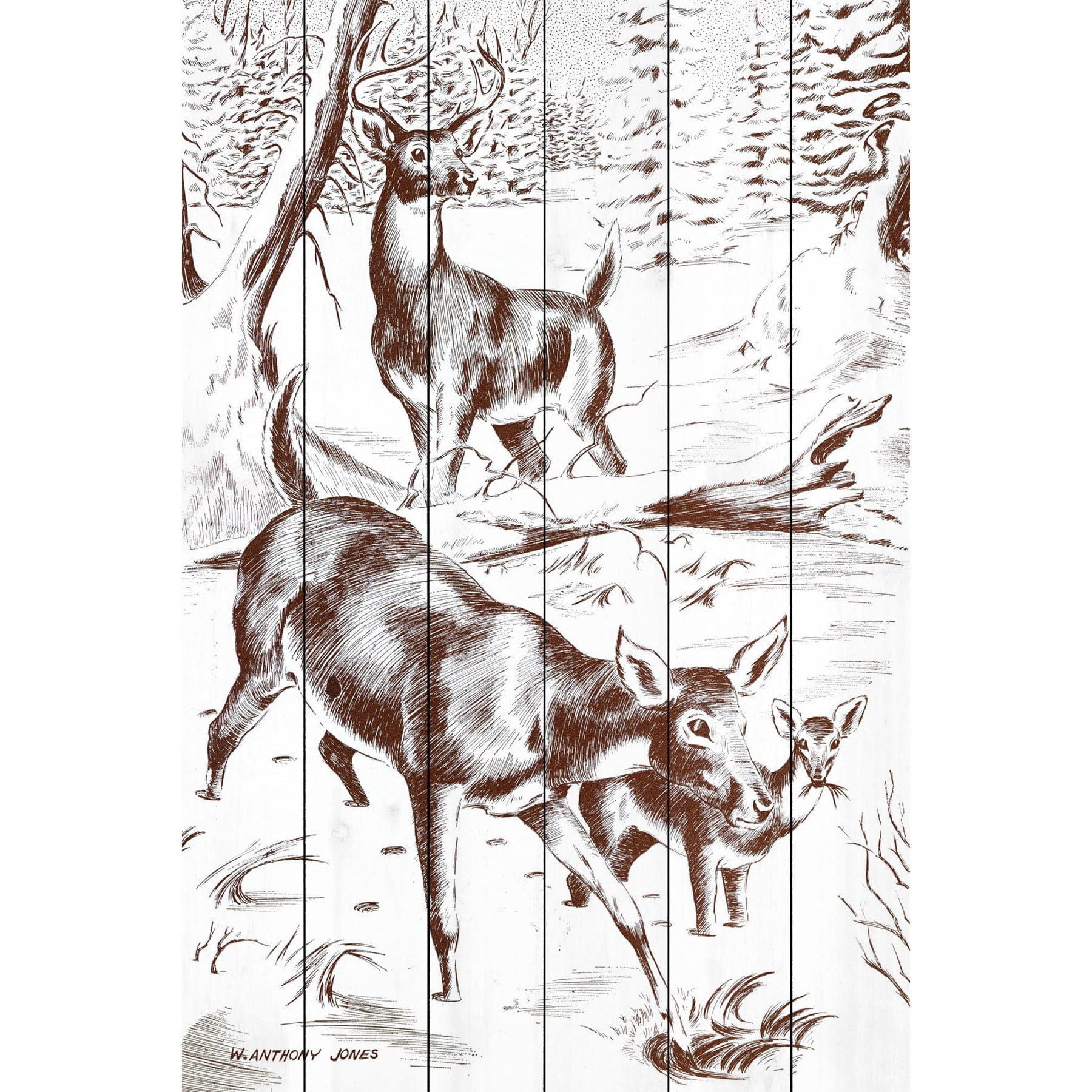 Marmont Hill "Deer" Painting Print on White Wood