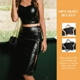 thumbnail image 4 of PAMINGONO 3Ud Decorativo De Para Falda Plisada En Cuero Negro Clásico, 4 of 6