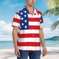 thumbnail image 2 of KLL Men's Hawaiian Shirt Short Sleeve Button Down Beach Shirts-America Flags3, 2 of 5