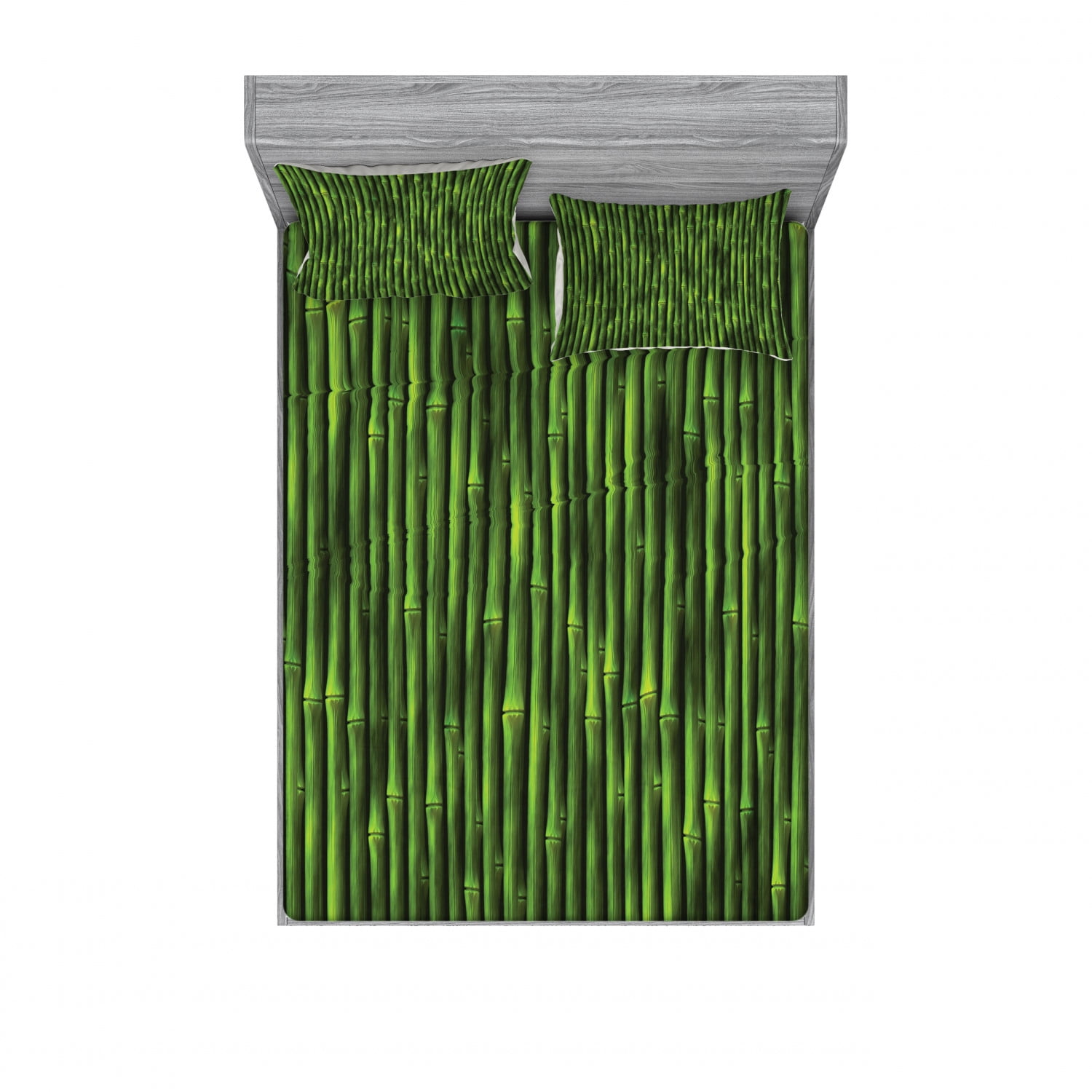 Bamboo Bedding Set with Sheet & Covers, Bamboo Stems Pattern Tropical