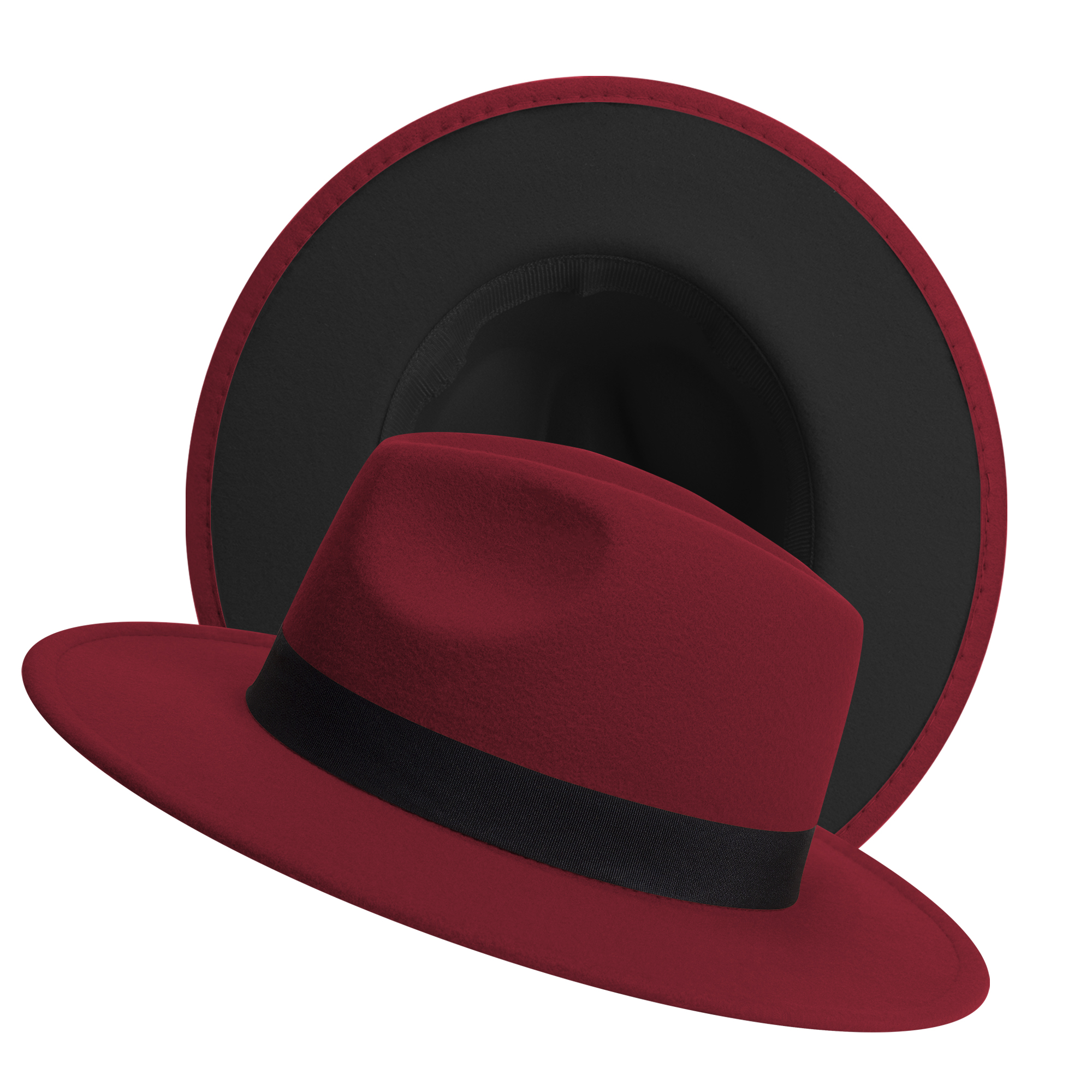 Mens/Womens Felt Fedora Hats Two Tone 