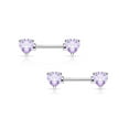 thumbnail image 5 of Pair of Nipple Barbells 14G Surgical Steel with Heart Shaped Prong Set CZ Gems, 5 of 5