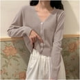 thumbnail image 4 of Mlzmgr Cardigan Sweaters for Women Long Sleeve Button down Open Front Loose Fitted Daily Loungewear Tops, 4 of 5