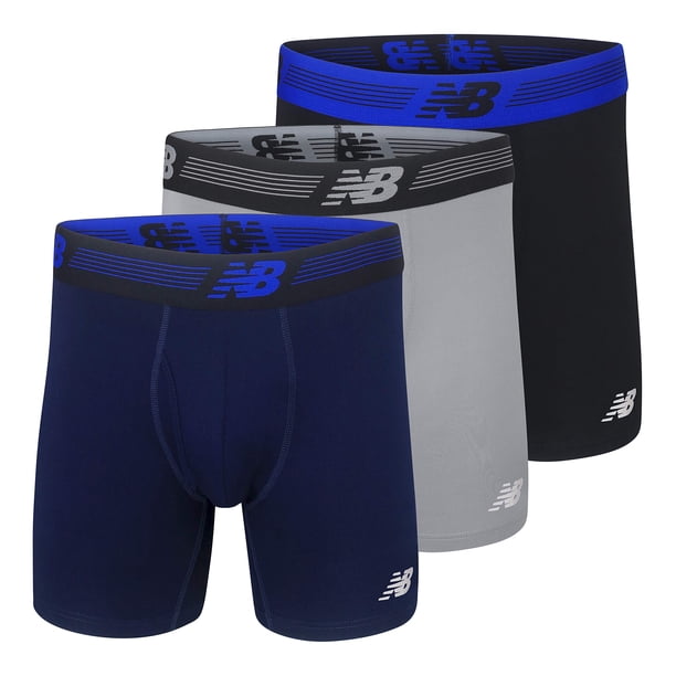 Calzoncillos tipo bóxer New Balance de 6 pulgadas sin etiqueta para hombre, paquete de 3, XXL