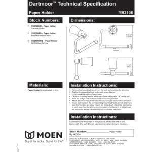 Moen YB2108CH Dartmoor Single Post Toilet Paper Holder, Chrome