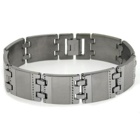 Brushed Mens Link Bracelet - Mens Rugged Extra-Wide Brushed Matte 8.5
