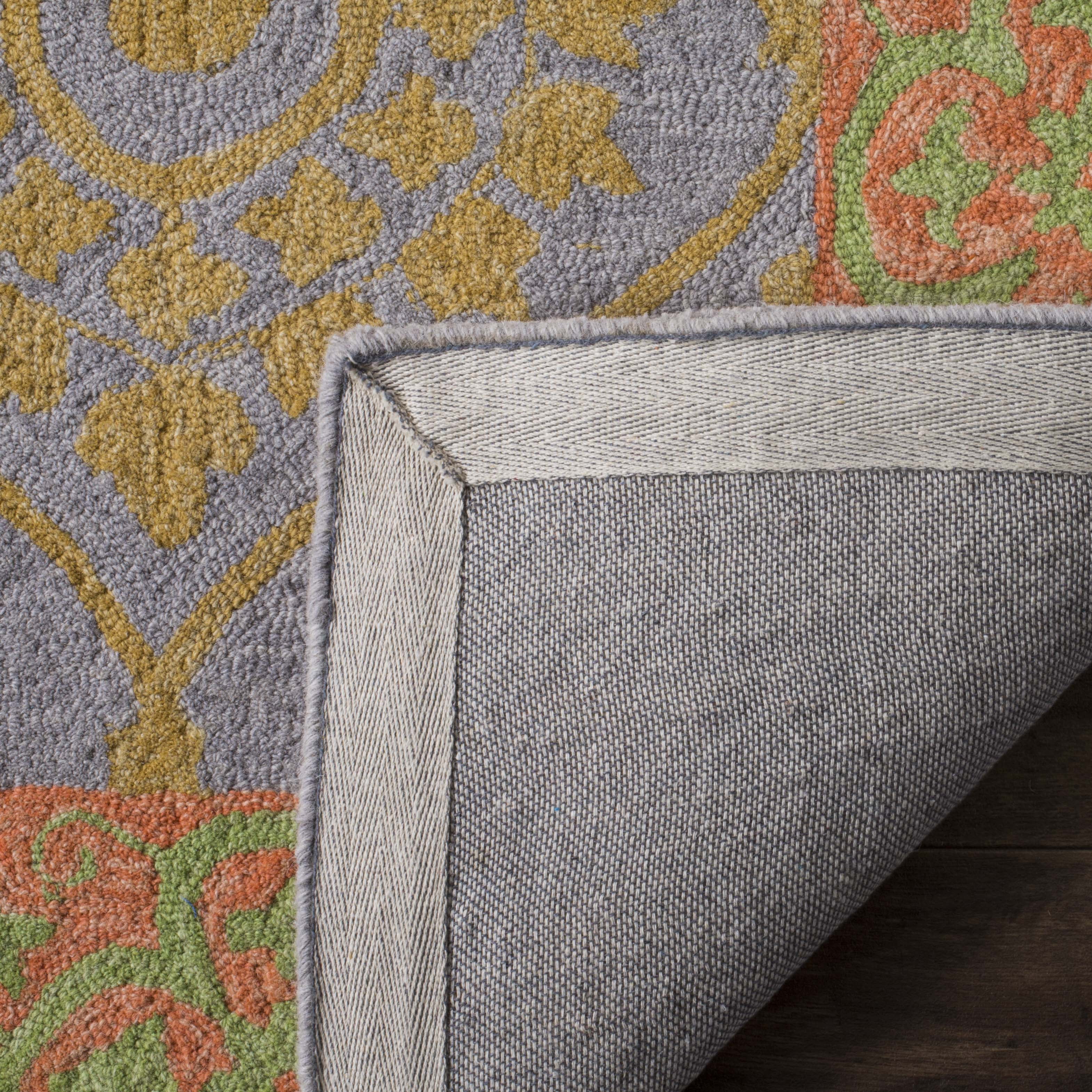 SAFAVIEH Suzani Endika Floral Bordered Runner Rug, Orange/Silver, 2'3" x 8'