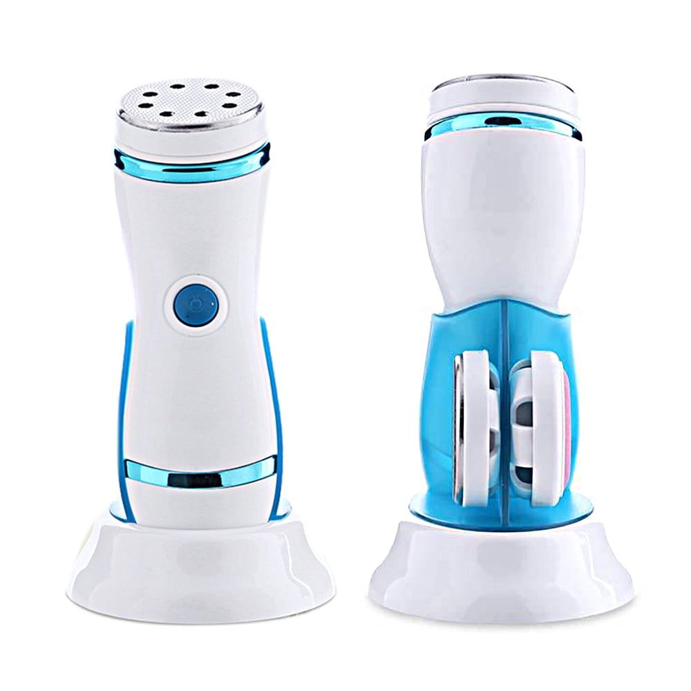 Dr.pedi Electric Foot File, Rechargeable Callus Remover for Feet & Toes, Pedi Care Tool with 4 Interchangeable Heads, Waterproof for Shower Use, USB Charging