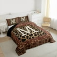 thumbnail image 3 of jejeloiu Damask Floral Pattern Twin Comforter Sets,First Letter M Bedding Set For Cheetah Lover Reversible 2pcs, 3 of 8