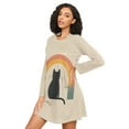 thumbnail image 3 of FORMRS Womens Long Sleeve Nightgowns Crew Neck Sleep Shirt Soft Pajamas Sizes S-3XL, Beige Cat Rainbow, 3 of 8