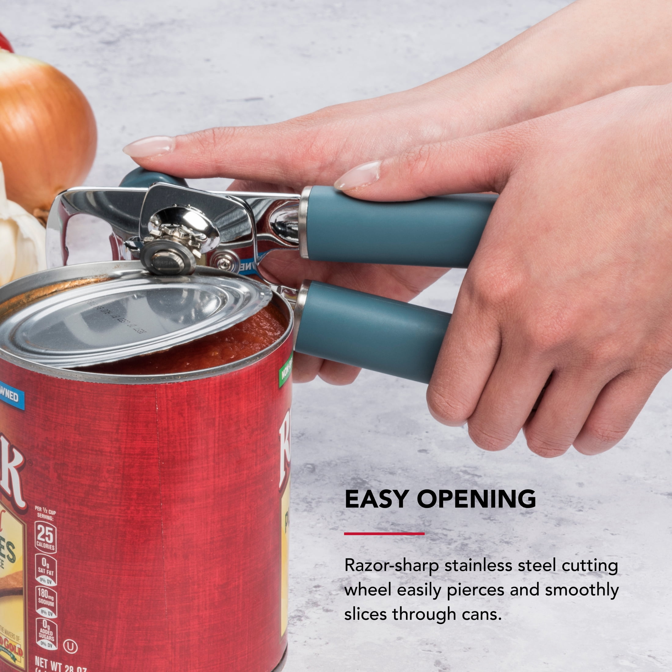 KitchenAid Stainless Steel Manual Can Opener with Bottle Opener and Ergonomic Grip, Agave