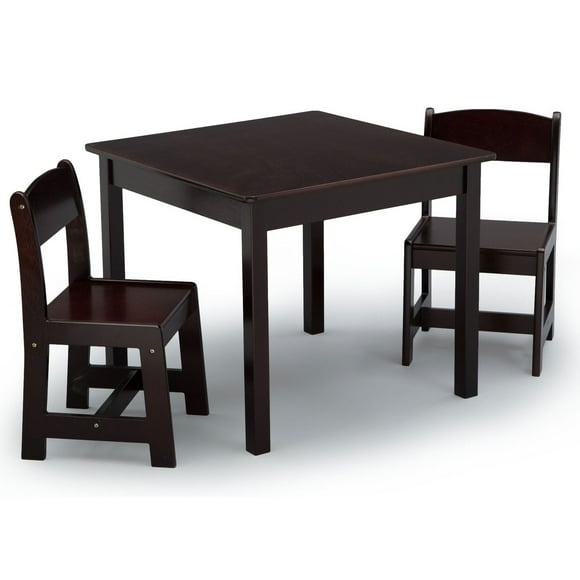Delta Children MySize Wooden Table and Chairs Set for Kids, Dark Chocolate Brown