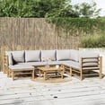 thumbnail image 1 of vidaXL 8 Piece Garden Lounge Set with Light Grey Cushions Bamboo, 1 of 5