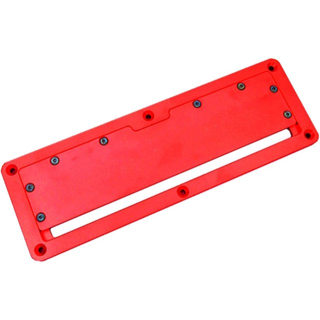 Placa de cubierta abatible para sierra circular eléctrica, placa de inserción de aleación de aluminio para herramienta de placa de garganta de repuesto para sierra de mesa (roja)