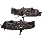 Dual LED Halo Projector Headlight In Black Housing Clear Lens Made For And Compatible With 1994 - 1997 Honda Accord 94 95 96 97