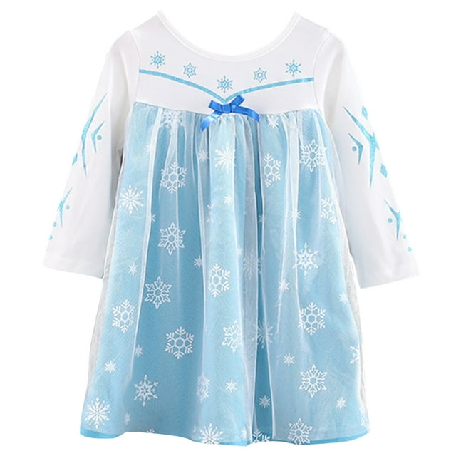 Loel Little Girl Anna Mesh Print Princess Dress Birthday Gift Elsa