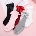 thumbnail image 4 of 1 Pair Kids Cotton Lace Children Newborn Baby Infant Bow Socks Girls Socks Knee High Long RED S, 4 of 8
