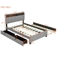 thumbnail image 7 of Full Size Platform Bed with Storage Headboard, Trundle & 2 Drawers, Upholstered Wood Bed Frame with Sockets & USB Ports for Bedroom Apartment, Gray, 7 of 7